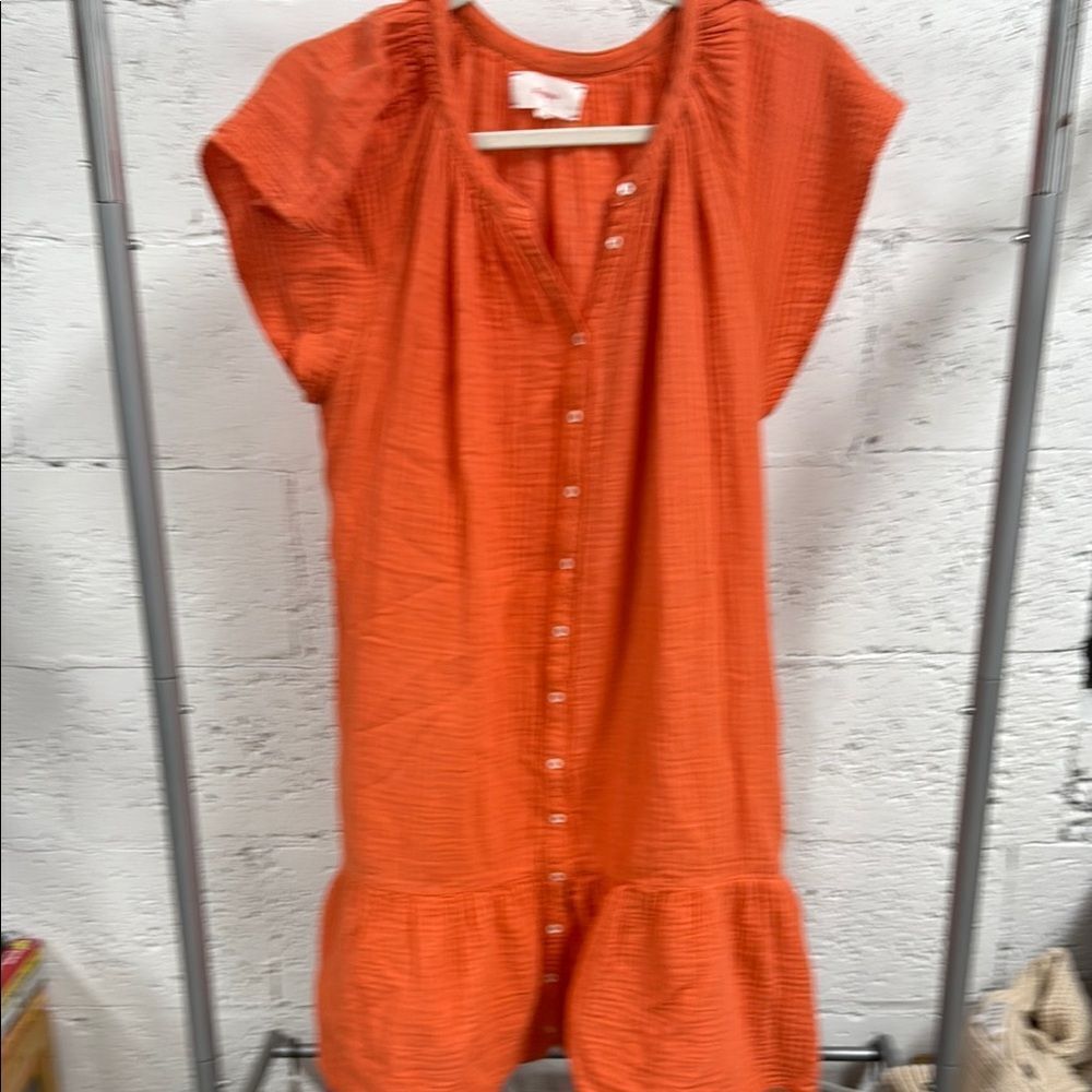 Xirena Orange Ruffled Buttoned Sundress - Size Medium - Excellent Condition